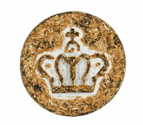Crown Pattern White Rust Metal Shank Buttons - 21mm - 13/16 inch