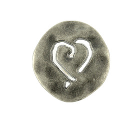 Heart Outline Metal Shank Buttons in Nickel Silver Color - 23mm - 7/8 inch