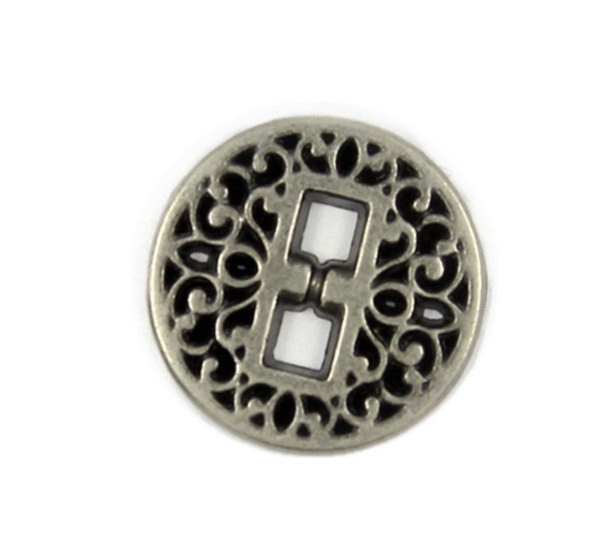 Nickel Silver Delicateness Flowery Filigree Pierce Square Holes Buttons 12mm 1 2 Inch