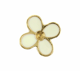 Gold Flower White Enamel Metal Shank Buttons - 12mm - 1/2 inch