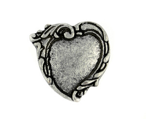 Wax Art Heart Antique Silver Metal Shank Buttons - 23mm - 7/8 inch