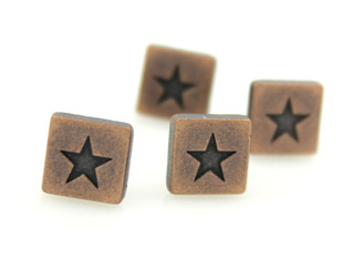 Star Copper Square Metal Shank Buttons, Rectangle Shank - 9mm - 5/16 inch