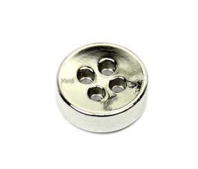 Thick Silver Metal Hole Buttons - 11mm - 7/16 inch