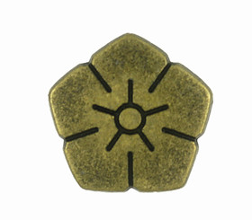 Antique Brass Pentagon Sakura Metal Shank Buttons - 15mm - 5/8 inch