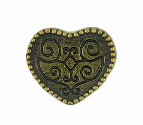 Carving Flowery Butterfly Heart Antique Brass Metal Shank Buttons - 15mm - 5/8 inch