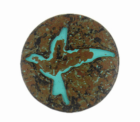 Hummingbird Silhouette Green Patina Metal Shank Buttons - 23mm - 7/8 inch