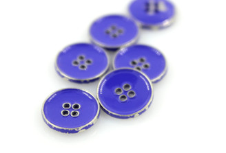 Small Silver Metal Hole Buttons in Purple Blue Color  - 10mm - 3/8 inch