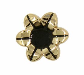 Gold Morning Glory Flower with Black Enamel Stamen Metal Shank Buttons - 11mm - 7/16 inch