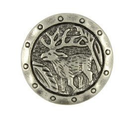 Deer in Forest Nickel Silver Metal Shank Buttons - 20mm - 3/4 inch