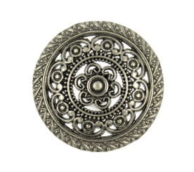 Metal Lacework Filigree Nickel Silver Metal Shank Buttons - 30mm - 1 3/16 inch