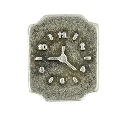 Concave Corner Rectangle Clock Antique Silver Metal Shank Buttons - 18mm - 11/16 inch