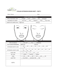 eyelash extension consultation form lash stuff lash extension size chart