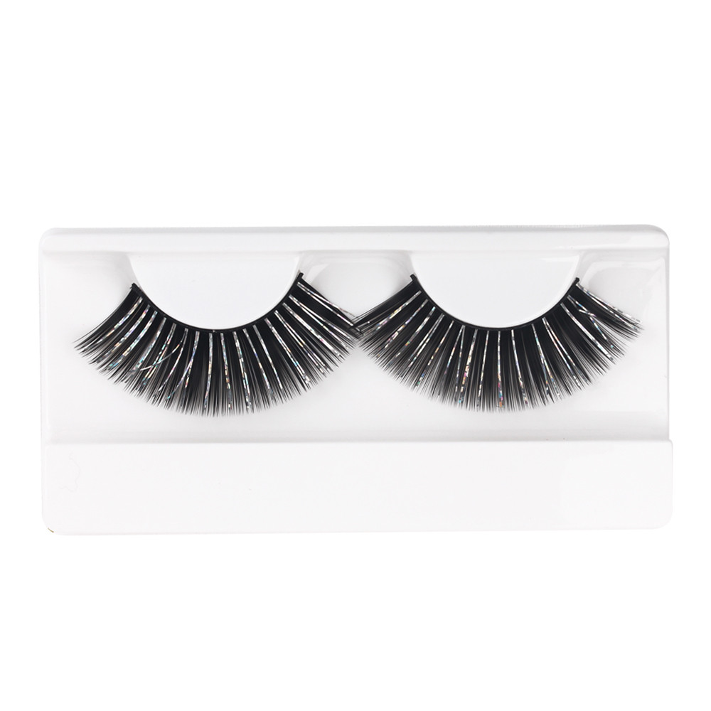 Black Silver Glitter False Strip Eyelashes Lash Stuff