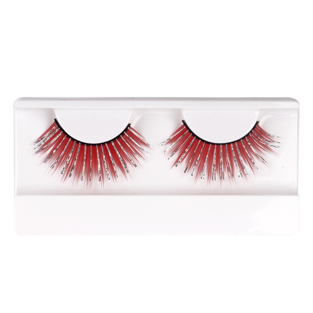 Red Silver False Strip Glitter Eyelashes Lash Stuff