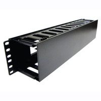 HORIZONTAL CABLE MANAGER 2U 19" EIA W/ COVER BLACK PLASTIC, Single Side, comparable to  WMPF1E