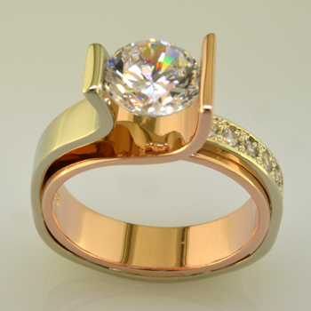 Diamond Rose and White Gold Engagement Wedding Ring