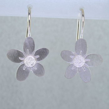 Sweet and simple daisy earrings in Sterling Silver, hanging on wires. Perfect for a first pair of earrings. Measure 1 inch long.

Handmade in Istanbul, Turkey.