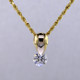 Simple and elegant, this Diamond Piercette® tear drop pendant sparkles from every angle. Specially set using a patented setting technique that allows the diamond to continuously move, and sparkle like crazy. This diamond pendant is made in 14 karat Yellow Gold with a .43ct. Diamond (G color, SI1 clarity), and includes a 14 karat Yellow Gold 1.1mm Diamond-cut rope chain. Pendant measures 3/8 inch long.
Designed, and created in our studio by the artist Stuart J.

A Piercette® is a patented method of setting, with a gemstone that moves. The gem is set so that it swivels with every movement of the wearer, exhibiting extra sparkle. 