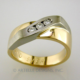 Mans white and yellow gold diamond wedding ring- gts 34