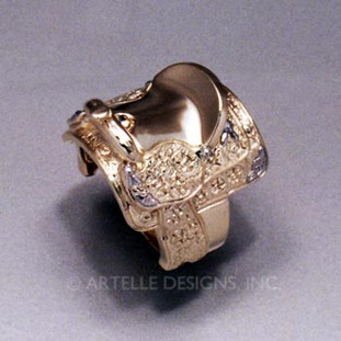 Mans yellow gold saddle ring- gts 52