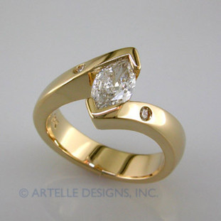 Wed 3- Custom designed Marquise diamond engagement ring.