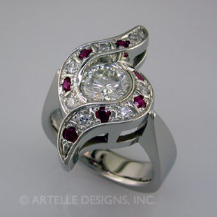 Ladies diamond and ruby engagement ring- wed 23