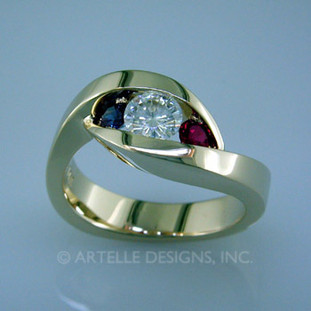 Ladies diamond and gemstone engagement ring- wed 30