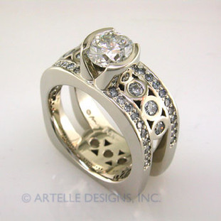 Ladies white gold diamond engagement ring- wed 68