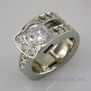 Ladies white gold diamond engagement ring- wed 90