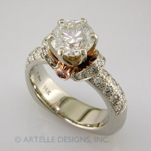 Ladies white and rose gold diamond engagement ring- wed 91