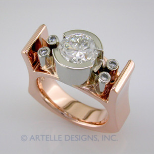ladies rose gold diamond engagement ring- wed 268