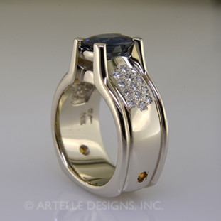 Ladies white gold diamond and sapphire engagement ring- wed 300