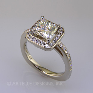 Ladies white gold diamond halo engagement ring- wed 303