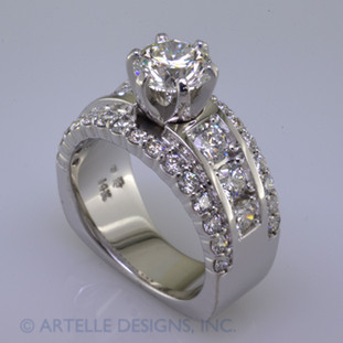  Beautiful and timeless round diamond engagement ring with round ideal cut diamonds, that will never go out of style.

This diamond engagement ring can be made in any karat or color of gold, and in platinum. Makes a great anniversary gift for 20, 30 or more years together.

This custom designed engagement ring is individually crafted to be Perfectly You, and takes about 3-5 weeks to create. Call us for more information about how we can customize this design Just For You.Designed, and created in our studio by the artist Stuart J.