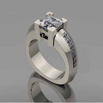 Modern and timeless princess cut diamond engagement ring, that will never go out of style.

This diamond engagement ring can be made in any karat or color of gold, and in platinum. Makes a great anniversary gift for 20, 30 or more years together.

This custom designed engagement ring is individually crafted to be Perfectly You, and takes about 3-5 weeks to create. Call us for more information about how we can customize this design Just For You.Designed, and created in our studio by the artist Stuart J.