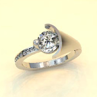 This contemporary diamond engagement ring will really make you feel special, and can be made in gold or platinum. Makes a great anniversary gift for 20, 30 or more years together.

This custom designed diamond engagement ring is individually crafted, to be Perfectly You, and takes about 3-5 weeks to create. Call us for more information about how we can customize this design Just For You. Designed, and created in our studio by the artist Stuart J.