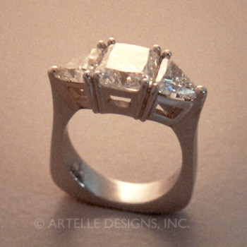 Classic, contemporary, and elegant 3 stone diamond engagement ring, or anniversary ring, styled for comfort.

This ring can be made in any karat or color of gold, and in platinum. Makes a great anniversary gift for 20, 30 or more years together.

This custom designed engagement ring is individually crafted to be Perfectly You, and takes about 3-5 weeks to create. Call us for more information about how we can customize this design Just For You. Designed, and created in our studio by the artist Stuart J.