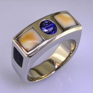 Mans white gold sapphire wedding ring. gts-124