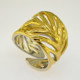 Everyday casual, or evening chic, you can't go wrong with this gold plated Sterling Silver leaf ring. Standard finger size is 81/2, but call us with your finger size and we will have it made just for you. Please allow 3 weeks to get your ring. Measures 3/4 inch wide.

Handmade in Northern Spain.