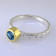 This cool, hip, and fun stackable ring is the start of your new collection. This ring will have many different looks when you stack it with other rings, or enjoy it alone in your everyday style. Hand finished in Sterling sliver with an 18 karat yellow gold bezel holding a beautiful .65ct.round blue topaz. Finger size 7. We will make this in any size you need in about ten days.

Designed, and created in our studio by the artist Stuart J.

This ring is also shown in other gemstone colors and sizes, which are sold separately, and can be stacked with all other rings in our stackables collection. You can also stack it with any ring you like. There are no rules. Call us with your favorite color, and we will customize this Just For You.