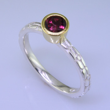 Sterling silver rhodolite garnet gemstone stackable ring.