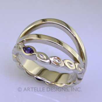  Ladies custom designed white gold ring for her sweet sixteen, this unique free form white gold birthstone ring with marquise alexandrite.  Sweet! Color ring 195.