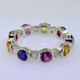 Want to brighten your day? This amazing band will do it. Feel special with this one of a kind eternity band with multi color sapphire gemstones. All the colors of the rainbow, This eternity band has .46ct. of sparkling diamonds and is surrounded by 9-round colorful sapphires. This beautiful ring is made to order,so please allow 3-4 weeks for us to make it just for you. Call us for pricing. Designed and created by master jeweler Stuart J. Want to brighten your day? This amazing band will do it. Feel special with this one of a kind eternity band with multi color sapphire gemstones. All the colors of the rainbow, This eternity band has .46ct. of sparkling diamonds and is surrounded by 9-round colorful sapphires. This beautiful ring is made to order,so please allow 3-4 weeks for us to make it just for you. Call us for pricing. Designed and created by master jeweler Stuart J.