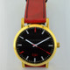   Here is time in full color. This Taki watch is fun, fun, fun! Fresh design, fresh color palette, all leather strap, a Japanese movement, and stainless steel bezels. Face measures 1 3/4 inches.  Clean simple designs with so many fun colors, it will make you happy every time you wear it. And at a very affordable price