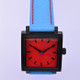 Here is time in full color. This Taki watch is fun, fun, fun! Fresh design, fresh color palette, all leather strap, a Japanese movement, and stainless steel bezels. Face measures 1 inch square. Clean simple designs with so many fun colors, it will make you happy every time you wear it. And at a very affordable price Here is time in full color. This Taki watch is fun, fun, fun! Fresh design, fresh color palette, all leather strap, a Japanese movement, and stainless steel bezels. Face measures 1 inch square. Clean simple designs with so many fun colors, it will make you happy every time you wear it. And at a very affordable price