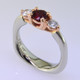 This delicate 3-stone ring is magical. 14 karat White Gold ring shaped with a soft square at the bottom, and 14 karat Rose Gold woven prong work on top. It feels soft and comfy on your finger. Set in the center is a .59ct. beautiful red ruby gemstone, and the sides total .34ct T.W. Ideal cut Diamonds.
Finger size 6 1/2. Can be sized, or custom made in your size. By special order only. Please allow 4-6 weeks.
Designed, and created in our studio by the artist Stuart J. This delicate 3-stone ring is magical. 14 karat White Gold ring shaped with a soft square at the bottom, and 14 karat Rose Gold woven prong work on top. It feels soft and comfy on your finger. Set in the center is a .59ct. beautiful red ruby gemstone, and the sides total .34ct T.W. Ideal cut Diamonds.
Finger size 6 1/2. Can be sized, or custom made in your size. By special order only. Please allow 4-6 weeks.
Designed, and created in our studio by the artist Stuart J.