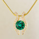 You will be captivated by this modern, elegant 14 karat yellow Gold Chatham created emerald (8mm) and diamond pendant. Framed with .33ct. T.W. of Ideal cut Diamonds, and includes a 1.3mm 14 karat yellow Gold snake chain, 18 inches long.

Designed, and created in our studio by the artist Stuart J.  

Chatham Gemstones are also available in Ruby, Sapphire, and Alexandrite.


                                                                                                                                                                                                                                                                                                                                                                               Chatham® Created Gemstones are grown in carefully controlled laboratory conditions. They are chemically and optically identical to their natural counterparts, yet cost much less. Because the environment in which they are grown is controlled, the imperfections often found in natural gemstones, are absent in Chatham® Created Gemstones. Because of this, and superior cutting, Chatham® gems exhibit the color and sparkle of the finest natural gems. Each one comes with a Certificate of Authenticity, and a Lifetime Warranty.