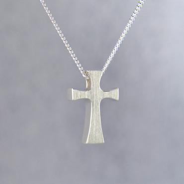 Chunky Modern Cross Pendant in Silver