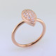 Sweet and enchanting, this beautiful 14 karat rose gold diamond ring is set with 0.16 carat T.W. of sparkly ideal cut diamonds. This eye pleasing pear shape design can be worn alone, or stacked with your favorite rings. Easily sized, or we will custom make it in your finger size.

Designed, and created in our studio by the artist Stuart J.