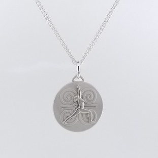 Our Yoga Strength Pendant/Charm is made from a hand sculpted original, in our studio. Each one is finished by hand, one at a time, in 100% recycled sterling silver. The figure is in the Yoga pose Warrior 1, symbolizing Strength of Mind, strength of Body and strength of Spirit. It is meant to empower, affirm (or reaffirm), and embody the Strength inherent in all women. The symbol behind the hand sculpted figure is the Yoga symbol for Strength, which is to remind you that you are stronger than you think. The reverse side has a special mandala design, feminine, but strong, and is set with a genuine cabochon black onyx, the gemstone of strength. Meant to be worn next to the skin so it links with your power, it will take on your energy, and remind you that your Strength has no limits. The charm comes with a generous sized jump ring for attaching to your favorite bracelet or necklace. Please see the Pendant HERE.

The charm is the size of a nickel (about 20mm).

A portion of every purchase will help someone through The Give Back Yoga Foundation.

For International orders, any import fees are the responsibility of the purchaser.